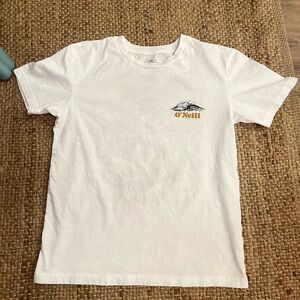 O'Neill White Tee with Graphic Print. Kids size small.